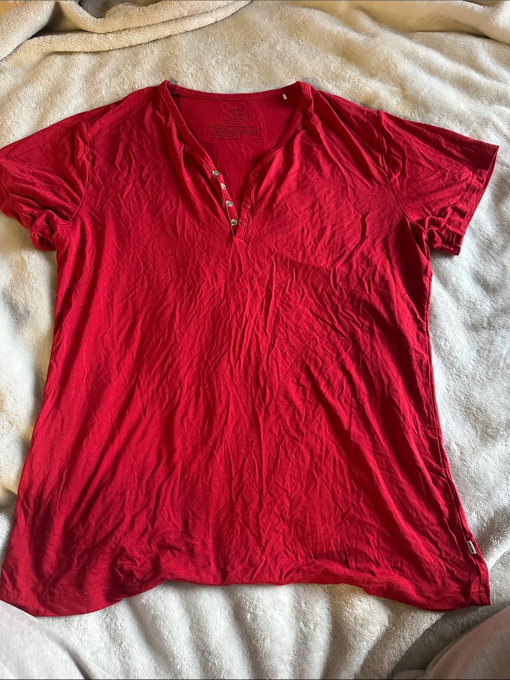 Little Sleepies Red Short Sleeve Henley Tee